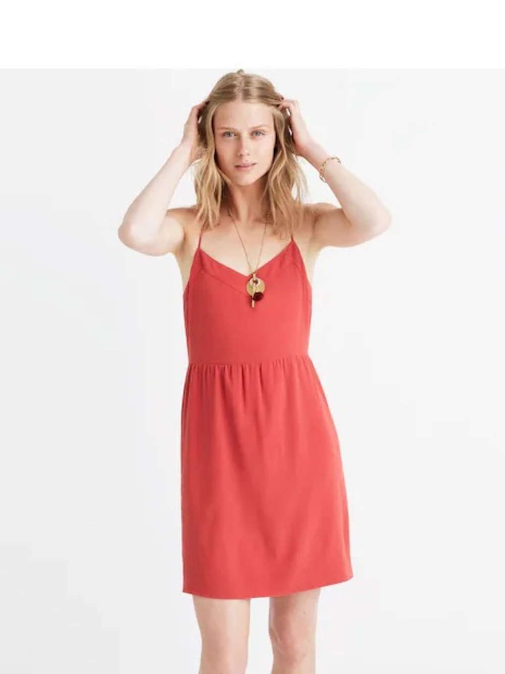 Madewell 100% Silk Racerback Mini Pink Sunlight Cami Dress Size 2 Style F5164